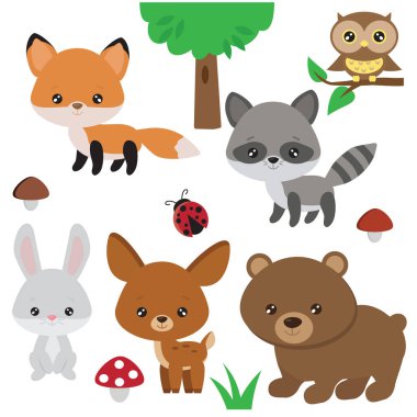 Şirin bebek hayvan vektör çizimi