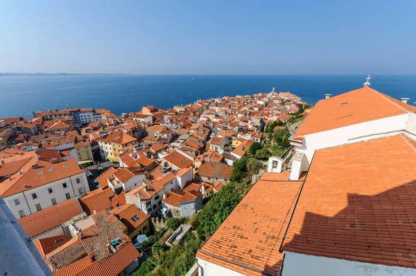 Aerial view of Piran town — Stock Photo, Image
