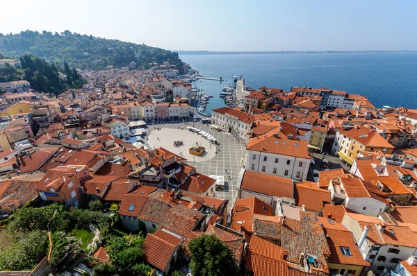 Piran şehrin havadan görünümü