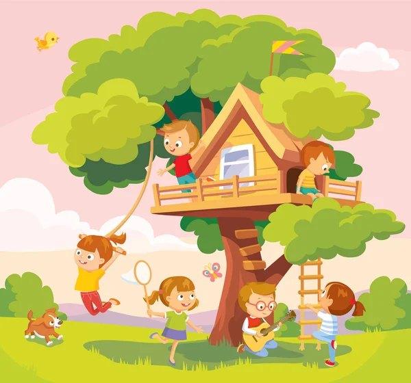 Casa sull'albero per bambini — Vettoriale Stock