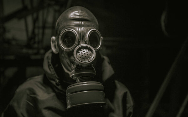 A soldier in a gas mask. Stalker. Corona virus.