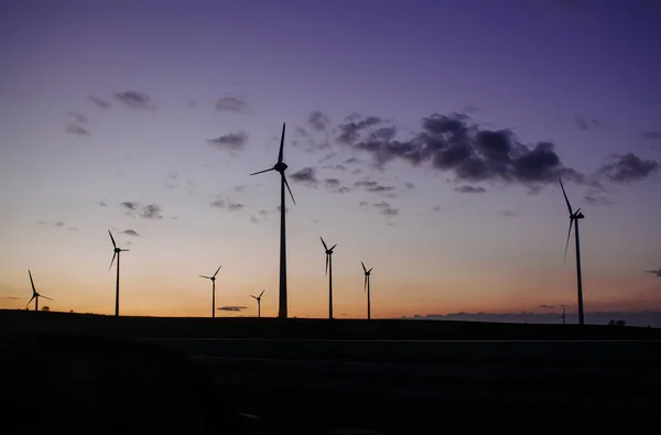 Générateur Éoliennes Coucher Soleil Allemagne — Photo