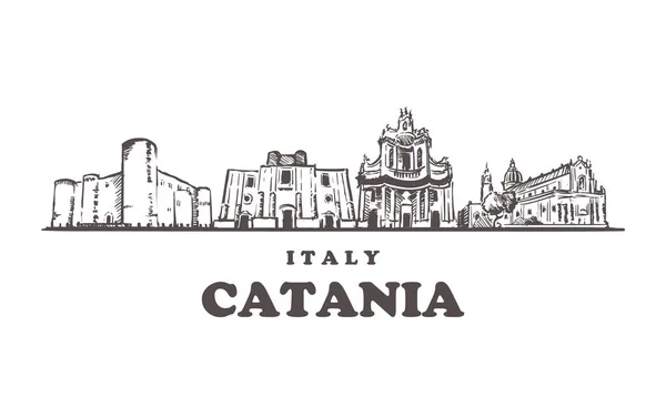Catania Skyline 'ı çiziyor. Katanya, İtalya elle çizilmiş vektör çizimi. — Stok Vektör