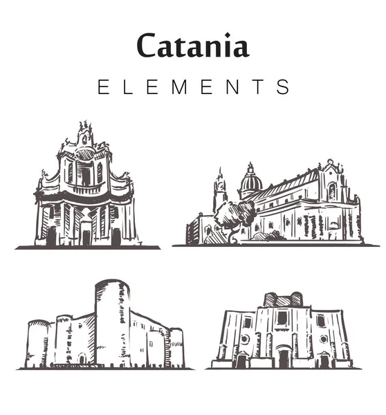 Catania abstrakte Kunst Farbzeichnung. Catania Skizze Vektorillustration isoliert auf weißem Hintergrund. — Stockvektor