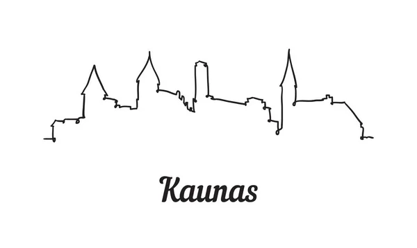 Una línea de estilo Kaunas skyline. Simple moderno estilo minimalista vector . — Vector de stock