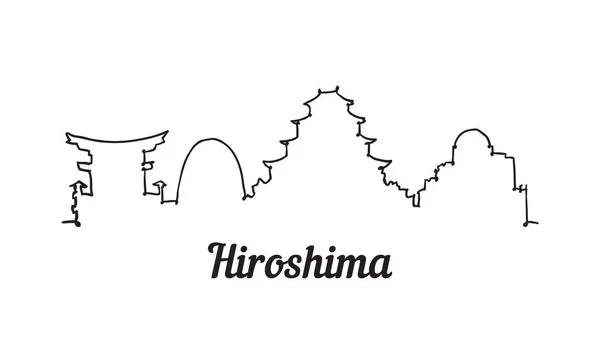 One line style Hiroshima skyline. Simple modern minimalistic style vector. — Stock Vector