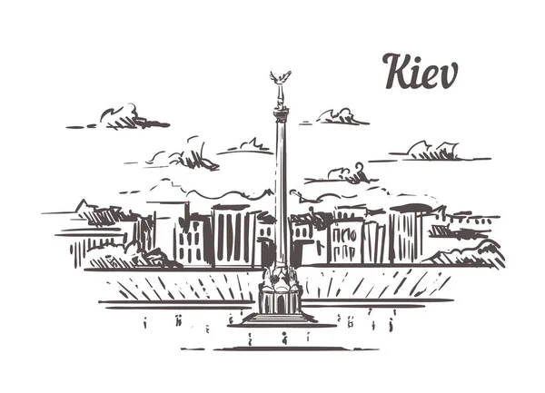 Esbozo del horizonte de Kiev. Kiev ilustración dibujada a mano aislado . — Vector de stock