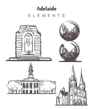 El çizimi Adelaide binaları, elementler çizimi