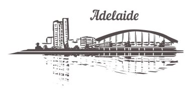 Adelaide Skyline skeci. Adelaide el çizimi çizimi