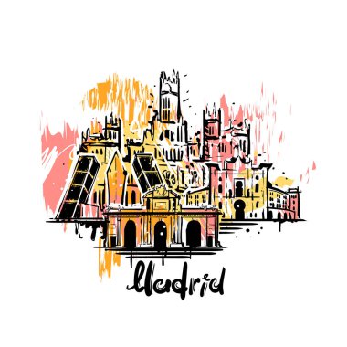 Madrid soyut resim çizimi. Madrid çizim vektörü