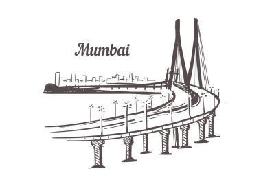 Mumbai gökyüzü çizimi. Mumbai eliyle çizilmiş illüstrasyon