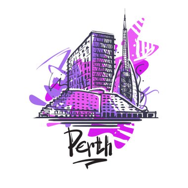 Perth soyut renk çizimi. Perth taslak vektör çizimi