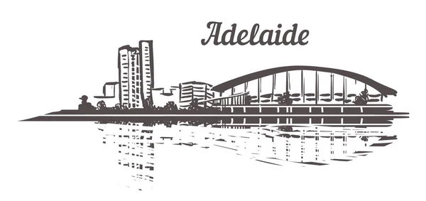 Adelaide skyline sketch. Adelaide hand drawn illustration — ストックベクタ
