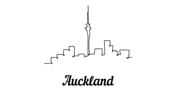 One line style Auckland skyline. Simple modern minimalistic style vector. — ストックベクタ