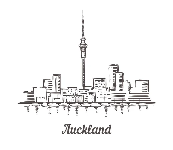 One line style Auckland skyline. Simple modern minimalistic style vector. — ストックベクタ