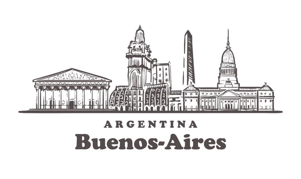 Buenos-Aires sketch skyline. Argentina, Buenos Aires hand drawn vector illustration. — ストックベクタ