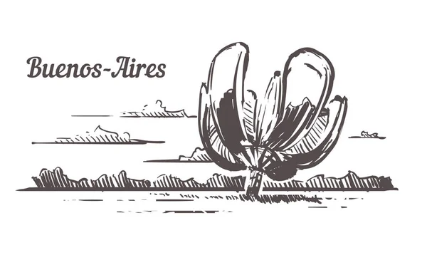 Μπουένος Άιρες Πρώτη γραμμή της Generica Skyline σκίτσο. Χέρι της Βομβάης — Διανυσματικό Αρχείο