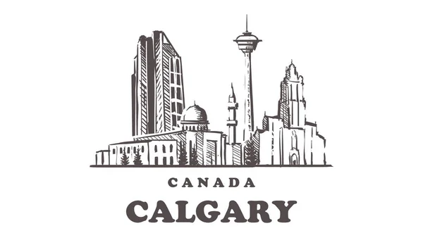 Calgary sketch skyline. Canada, Calgary hand drawn vector illustration. — Stock Vector