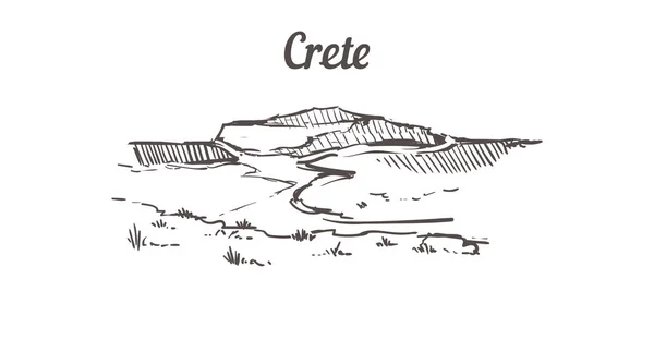 Crete skyline sketch. Crete hand drawn illustration isolated on — ストックベクタ