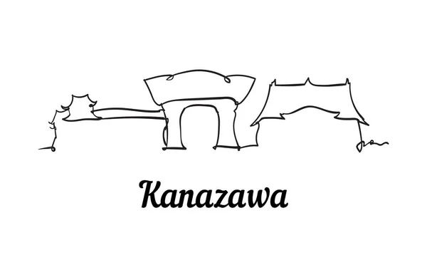 En linje stil Kanazawa skyline. Enkel modern minimalistisk stil vektor. — Stock vektor