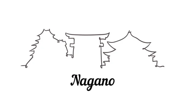 Una línea de estilo Nagano skyline. Simple moderno estilo minimalista vector . — Vector de stock