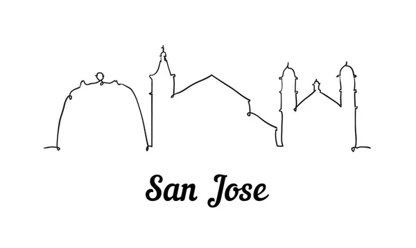 Una línea de estilo San José skyline. Simple moderno estilo minimalista vector . — Archivo Imágenes Vectoriales