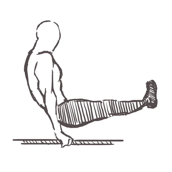 Exercícios de homem em calistenia, desenhados à mão. Street workout esboço ilustração vetorial isolado — Vetor de Stock