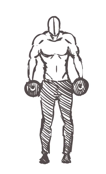 L'homme fait des exercices de calisthénie, dessiné à la main. illustration vectorielle de croquis d'entraînement de rue isolé — Image vectorielle