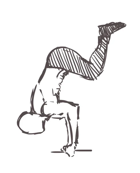 Exercícios de homem em calistenia, desenhados à mão. Street workout esboço ilustração vetorial isolado — Vetor de Stock