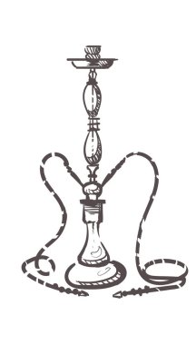 Salon kafesi için nargile eskizi. El yapımı nargile.
