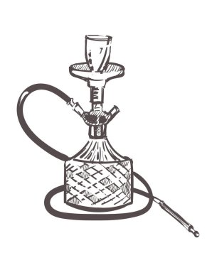 Salon kafesi için nargile eskizi. El yapımı nargile.