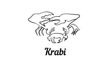 Tek sıra şeklinde Krabi silueti. Basit modern minimalist biçim vektörü.