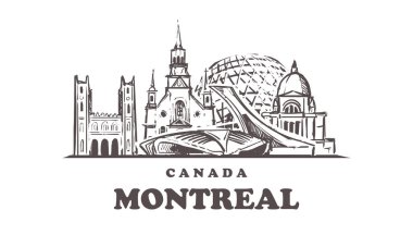 Montreal sketch skyline. Canada, Montreal hand drawn vector illustration. clipart