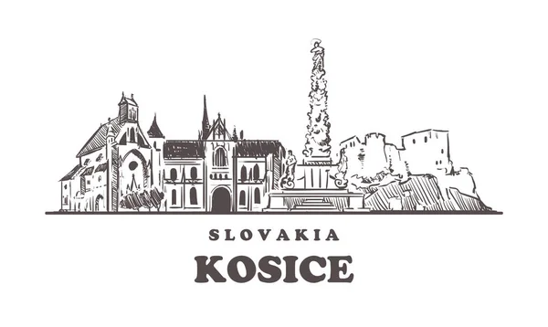 Kosice sketch skyline. Slovakia, Kosice hand drawn vector illustration. — Stock Vector