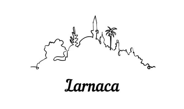 Однорядковий стиль Larnaca skyline. Простий сучасний мінімалістичний стиль — стоковий вектор