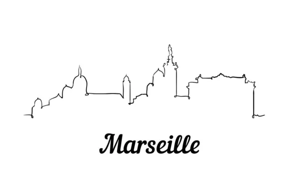Una línea de estilo Marsella skyline. Simple moderno estilo minimalista vector . — Vector de stock