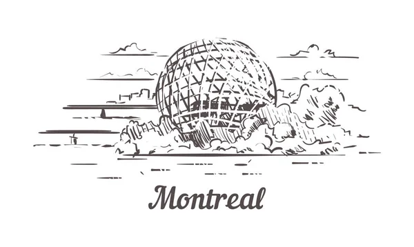 モントリオールのスカイラインスケッチ。モントリオールフランス手描きイラスト孤立 — ストックベクタ