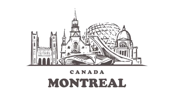 蒙特利尔天际线草图加拿大，蒙特利尔，手工绘制的病媒说明. — 图库矢量图片