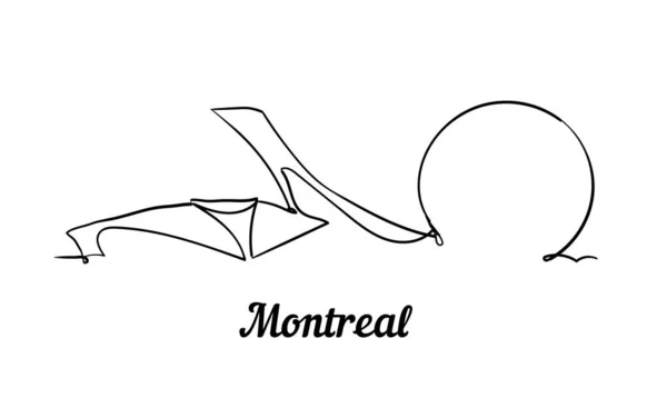 1つのラインスタイルモントリオールスカイライン。現代的なミニマリズムのベクトル. — ストックベクタ