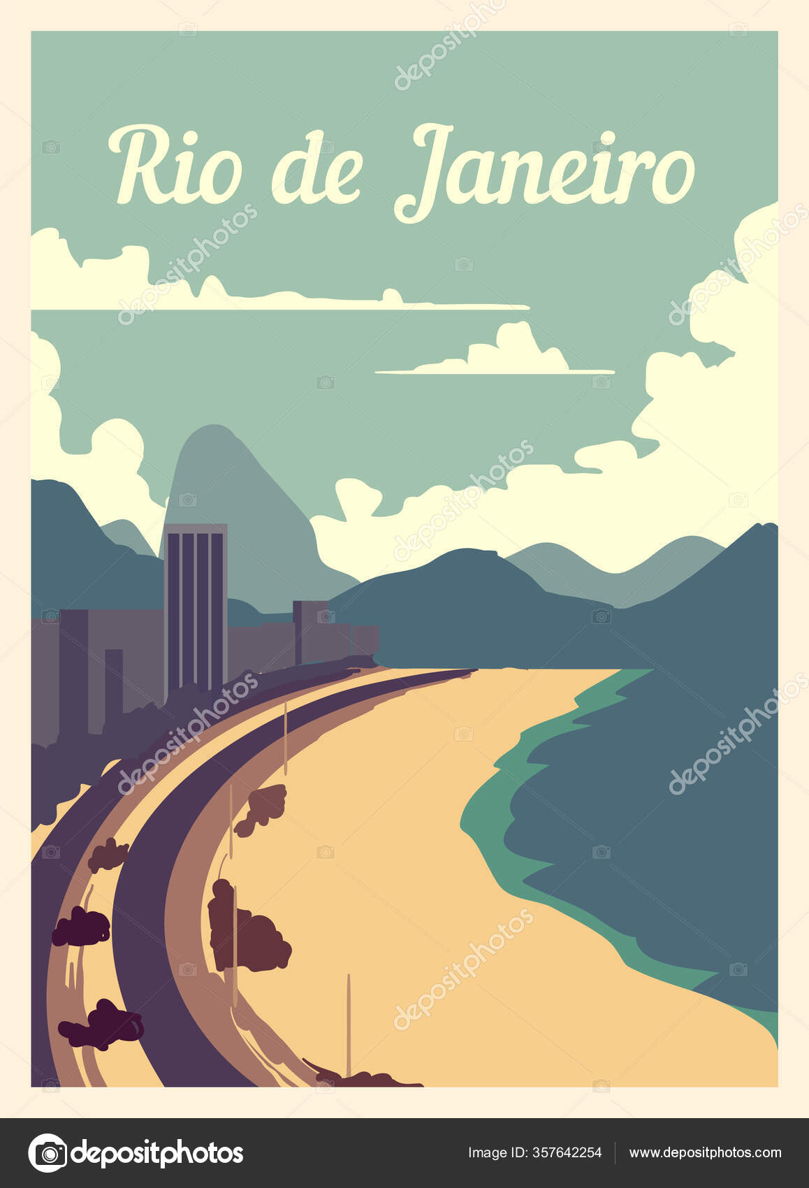 Stoel Hassy Manieren Retro Poster Rio Janeiro City Skyline Rio Vintage Vector Illustration Stock  Vector by ©nakonecodin #357642254