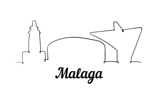 Una Línea Estilo Málaga Skyline Simple Moderno Vector Estilo Minimalista — Archivo Imágenes Vectoriales