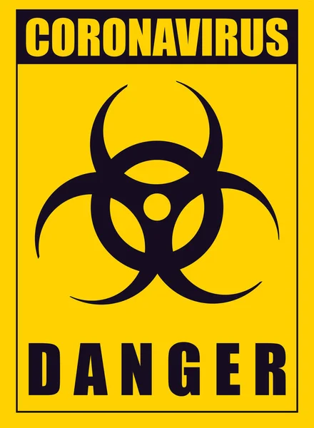 Μια Κίτρινη Προειδοποιητική Αφίσα Για Τον Κορωναϊό Εικονογράφηση Διανύσματος Του — Διανυσματικό Αρχείο
