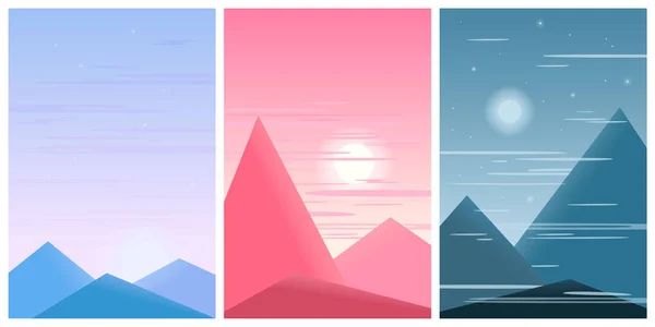 Tres ilustraciones de paisaje — Vector de stock