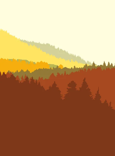 Bosque de pino de otoño — Vector de stock