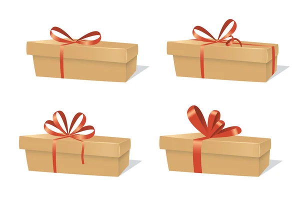 Geschenkboxen aus Pappe im Cartoon-Stil — Stockvektor