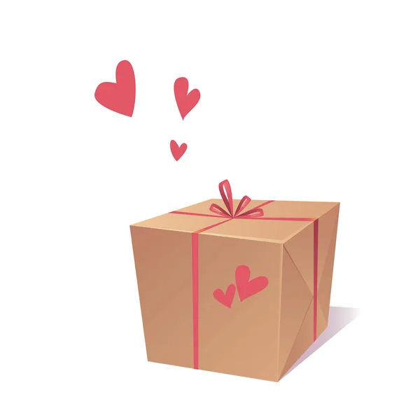 Geschenkbox mit Herzen — Stockvektor