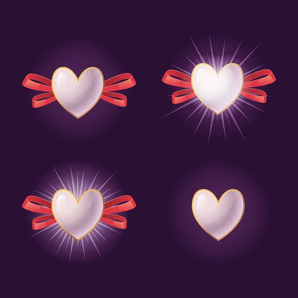 Καρδιές με κόκκινες κορδέλες — Διανυσματικό Αρχείο