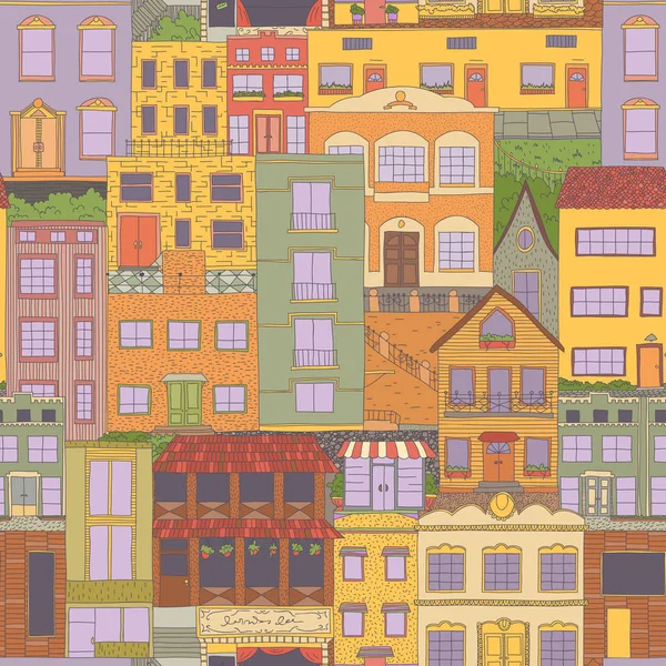 colorful houses seamless pattern