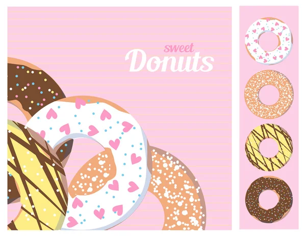 Süße Donuts auf rosa — Stockvektor