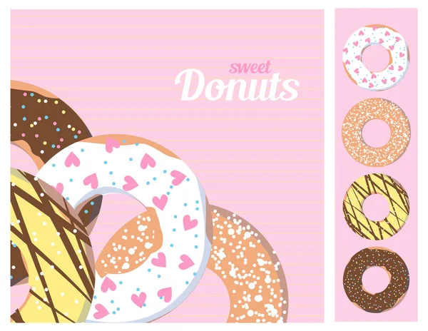 Rosquillas dulces en rosa — Vector de stock